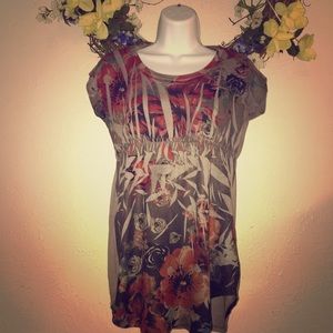 Decree Girls Extra Long Tee Size Small Grey Rose